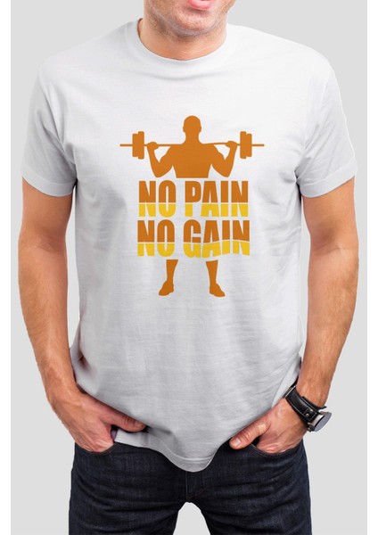 Sporcu Baskılı Beyaz Unisex Tişört C206