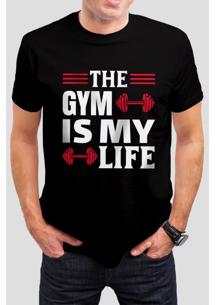 Gym Baskılı Siyah Unisex Tişört C216