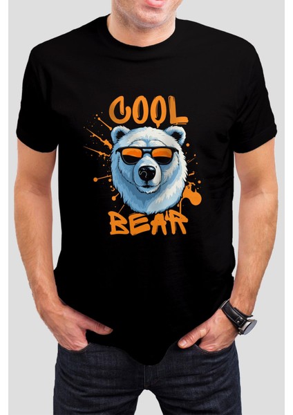 Kutup Ayısı Baskılı Siyah Unisex Tişört C185