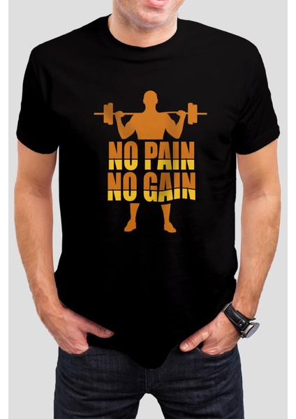 Sporcu Baskılı Siyah Unisex Tişört C205