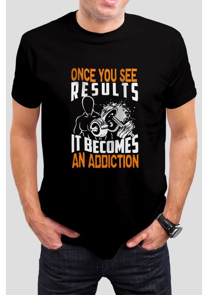 Spor Baskılı Siyah Unisex Tişört C195