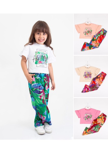 (6-9) Happy Desen Kız Çocuk 2'li Takım - Beyaz fiyatları