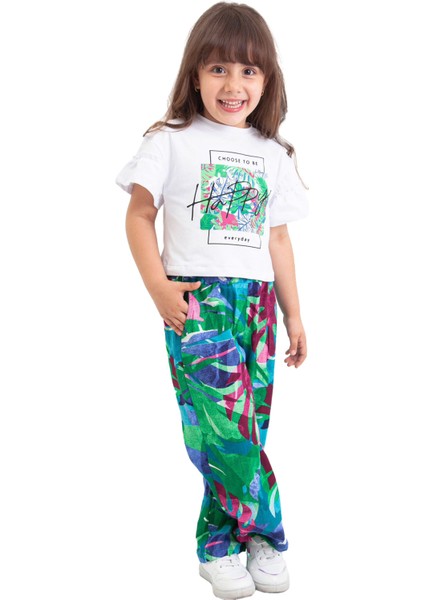 (6-9) Happy Desen Kız Çocuk 2'li Takım - Beyaz modelleri