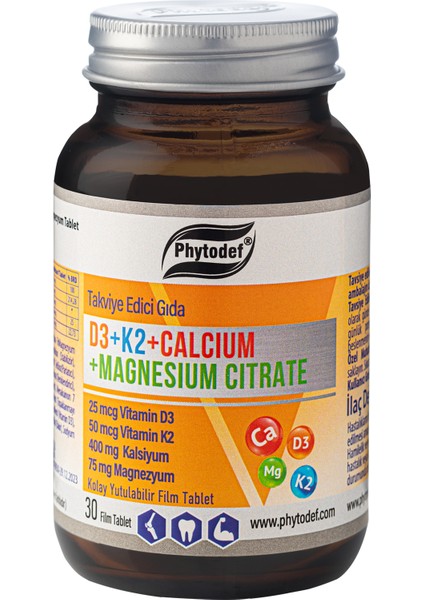 D3 + K2 + Calcium + Magnesium Citrate - 30 Film Tablet