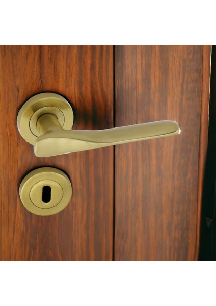 Royal Titanyum Gold Oda Kapı Kolu Daire Rozetli Sürgülü ve Çelik Kapı Kulpu Uyumlu Sağ Sol Kolları modelleri