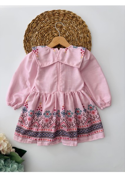 Etnik Kız Çocuk Pamuk Elbise - Pembe fiyatları