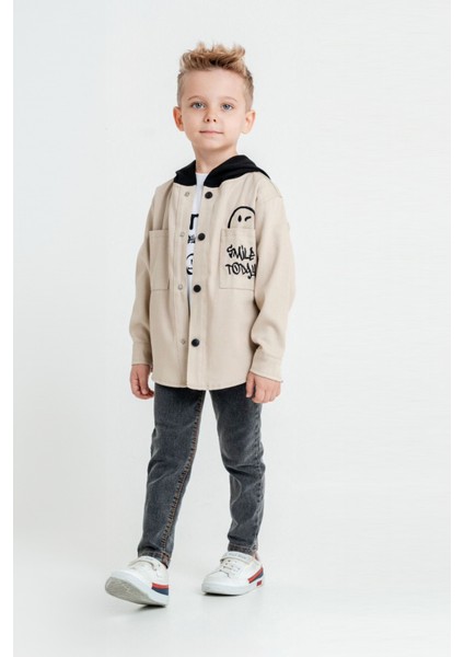 Smile Today 3 Lü Erkek Çocuk Keten takım - Bej
