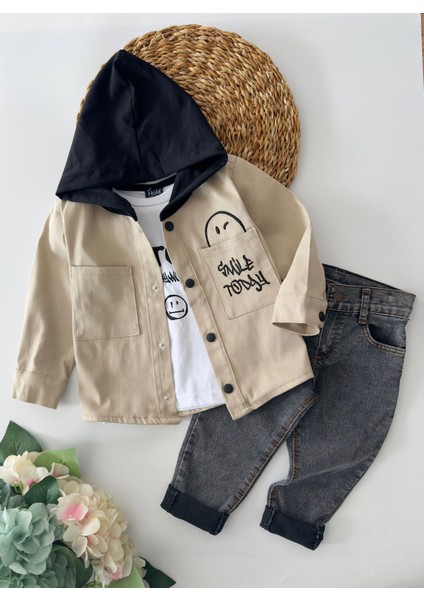 Smile Today 3 Lü Erkek Çocuk Keten takım - Bej modelleri