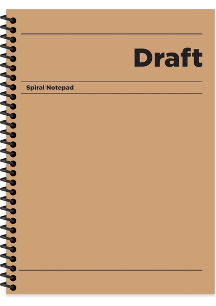 Çizgili Sert Kapak Spiralli Draft Defter Kahverengi 17X24