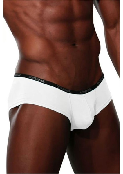 Beyaz Erkek Modal Torbalı Mini Paça Boxer