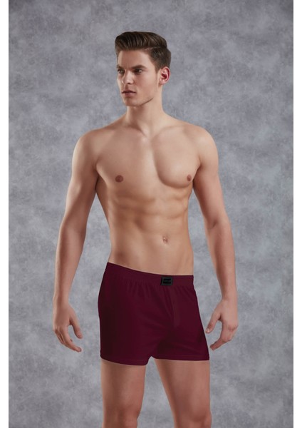 Bordo Erkek Pamuk Düğmeli Normal Paça Boxer
