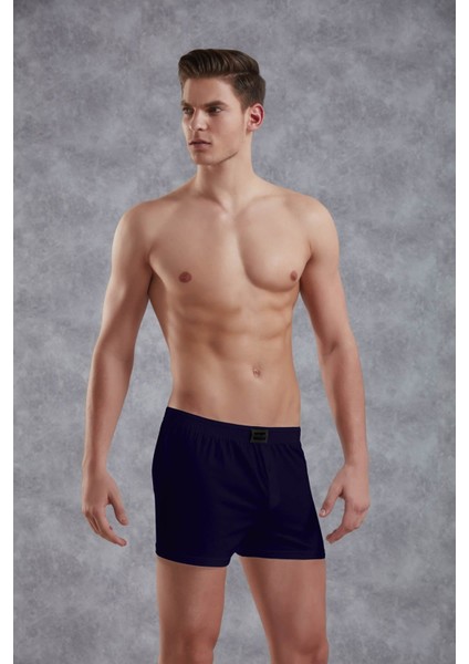 Lacivert Erkek Pamuk Düğmeli Normal Paça Boxer