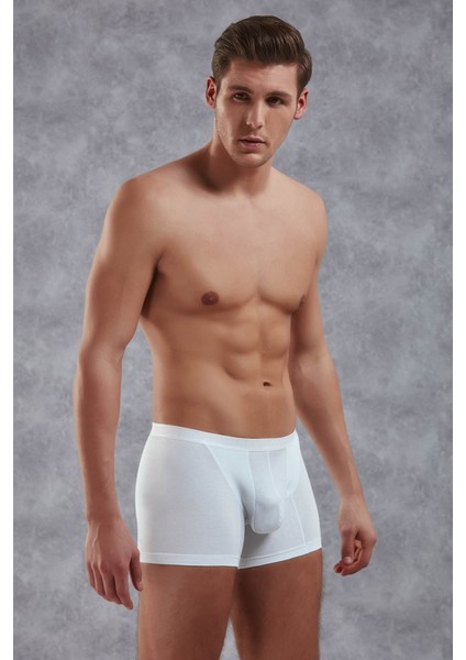 Beyaz Erkek Modal Torbalı Normal Paça Boxer