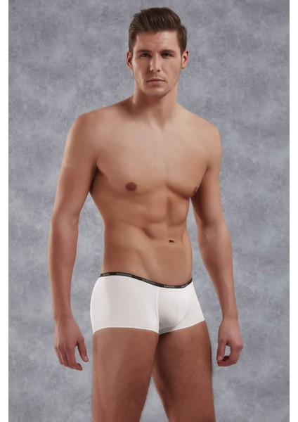Beyaz Erkek Polyamid Mini Paça Boxer