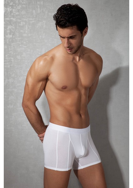 Beyaz Erkek Modal Torbalı Normal Paça Boxer