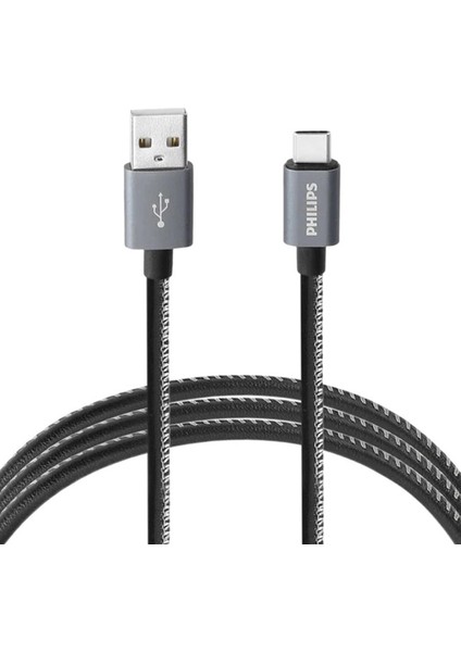 3A 60W UsbA to Type-C Deri Kaplama Hızlı Şarj ve Data Kablosu 1.2m Siyah 2528B