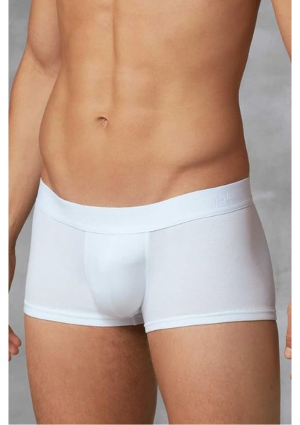 Beyaz Erkek Modal Torbalı Kısa Paça Boxer