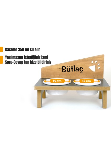 Özel İsimli Seramik Kaseli Kedi-Köpek Mama ve Su Standı-2*400 ml. fiyatları