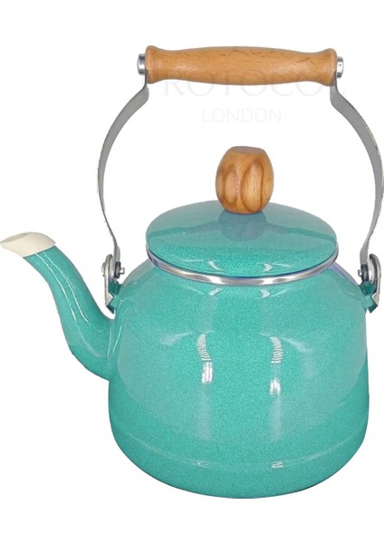 Italyan Çaydanlık Ahşap Kulp 2,5 Lt - Turkuaz