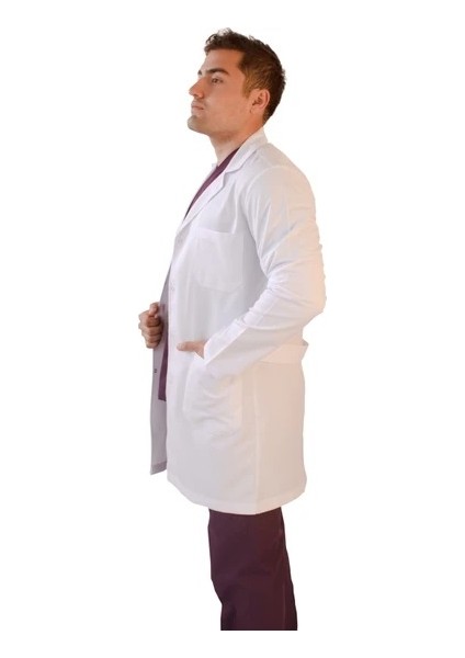 Gömlek Yaka Orta Boy Beyaz Erkek Doktor Öğretmen Hemşire Laboratuvar Önlüğü