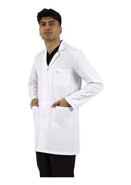 Gömlek Yaka Orta Boy Beyaz Erkek Doktor Öğretmen Hemşire Laboratuvar Önlüğü