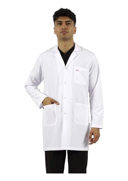 Gömlek Yaka Orta Boy Beyaz Erkek Doktor Öğretmen Hemşire Laboratuvar Önlüğü