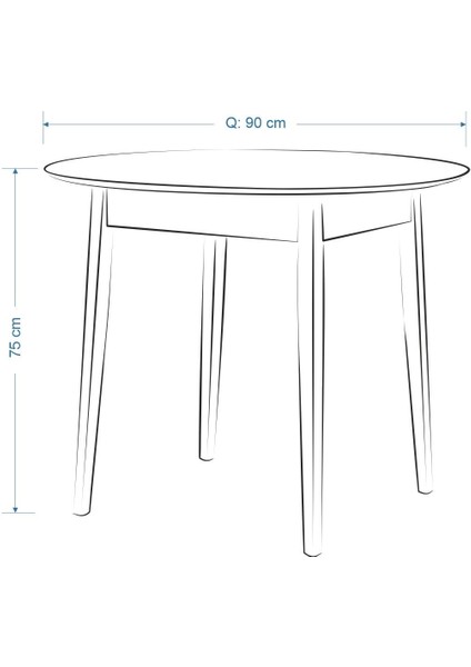 Ege Sandalye Avanos Mdf Yuvarlak Ahşap Mutfak Masası Takımı - 90X90 cm