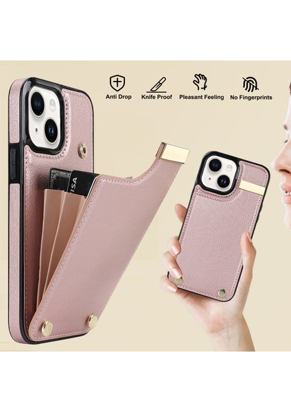 iPhone 13 Tpu+Pu Deri+Metal TeIefon Kılıfı (Yurt Dışından)