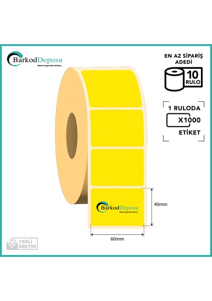 60X40 Termal Eczane Etiketi 10 Rulo 10.000 Adet