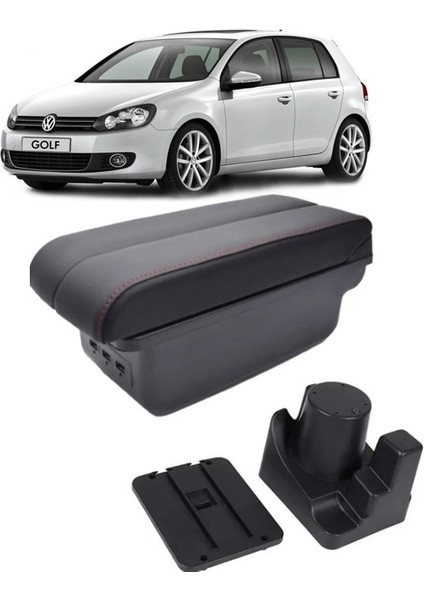 Volkswagen Golf 6 Delmesiz Vidasız Kol Dayama Kolçak Siyah Dikişli