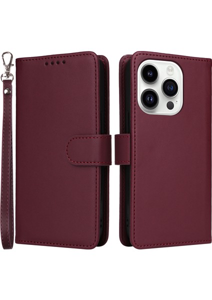 iPhone 14 Pro Max Max Katlanabilir Stant Çıkarılabilir Deri TeIefon Kılıfı (Yurt Dışından)