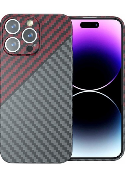 iPhone 14 Pro Max Karbon Fiber Dokusu Sert Pc Önleyici TeIefon Kılıfı (Yurt Dışından)