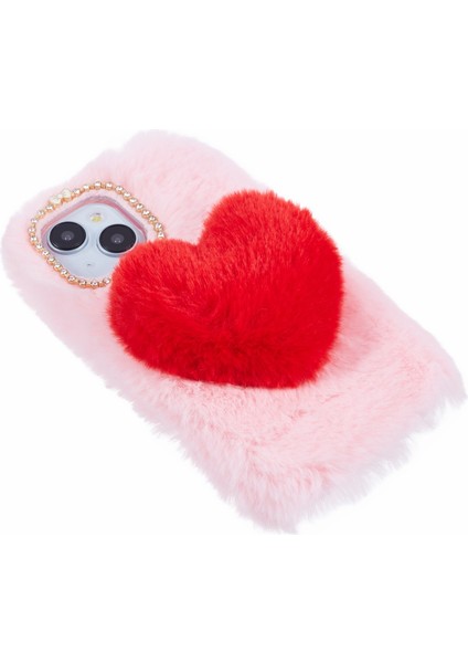iPhone 15 Plus Fluffy Peluş + Tpu Love Heart Tasarım TeIefon Kılıfı (Yurt Dışından) modelleri