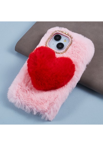iPhone 15 Plus Fluffy Peluş + Tpu Love Heart Tasarım TeIefon Kılıfı (Yurt Dışından) indirimleri