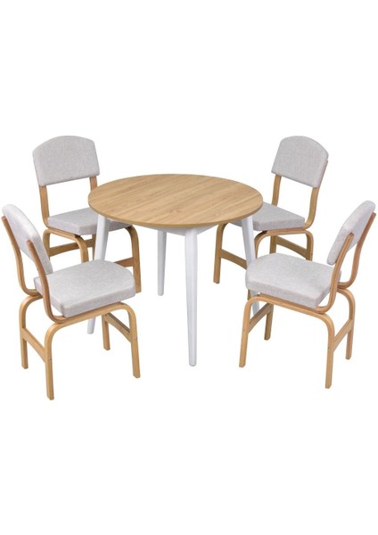 Ege Sandalye Avanos Mdf Yuvarlak Ahşap Mutfak Masası Takımı - 90X90 cm