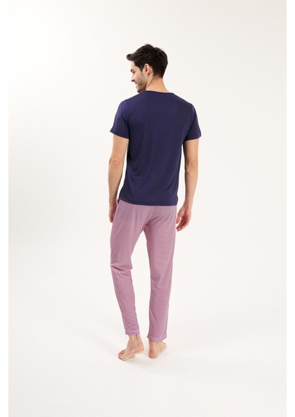 Lacivert Viskon 2'Li Erkek Pijama Takımı fiyatları