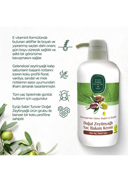 Doğal Zeytinyağlı Saç Kremi 600 ml modelleri