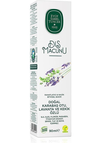 Doğal Karabaş Otu, Lavanta ve Kekik Özlü Diş Macunu 90 ml