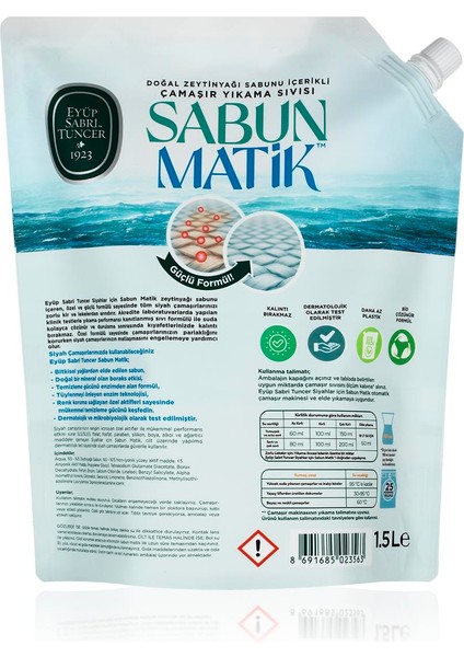 Doğal Zeytinyağı Içerikli Çamaşır Yıkama Sıvısı Siyahlar 1,5 Lt