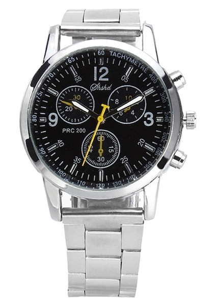 Erkek Yuvarlak Alaşım Band Analog Ekran Kuvars Kol Saati Black (Yurt Dışından)