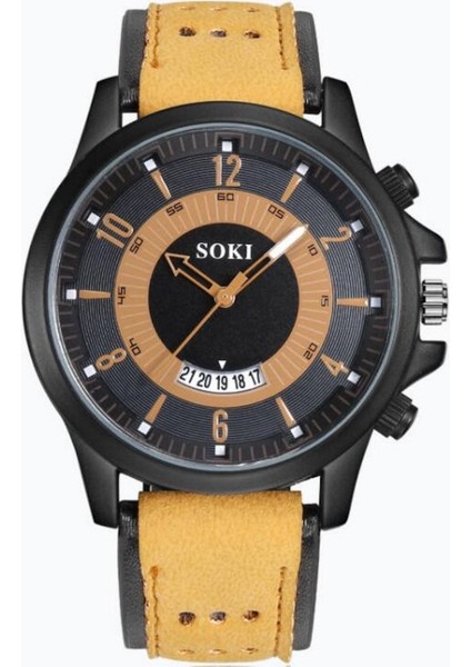 Sokı Deri Kordon Erkek Quartz Kol Saati Kahve (Yurt Dışından)