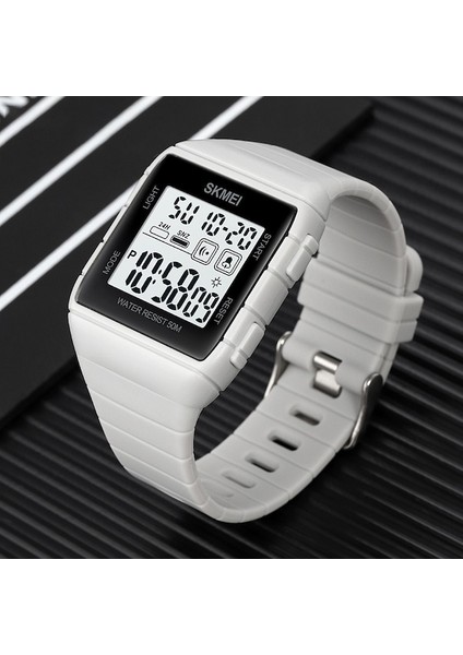 Skmei 1960 Paslanmaz Çelik Silikon Kayış Erkek Kol Saati Siyah Beyaz (Yurt Dışından) fırsatları