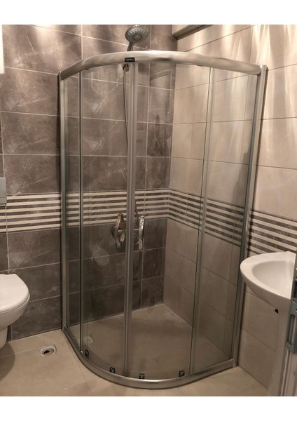 90X90 Teknesiz Oval Duşakabin 6 mm Şeffaf Camlı