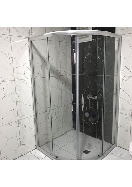 90X90 Teknesiz Oval Duşakabin 6 mm Şeffaf Camlı
