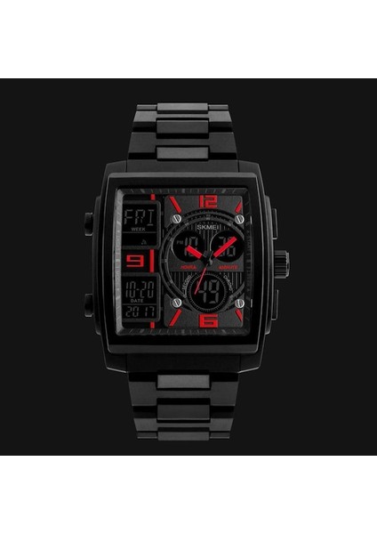 Skmei Erkek Kare Dial Dijital Arka Işık Alarm Su Geçirmez Kol Saati Black (Yurt Dışından)