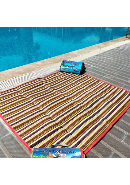 Portatif Deniz Piknik Bahçe Balkon Teras Plaj Hasırı Hali Kilim 200X150 Ebatlarında