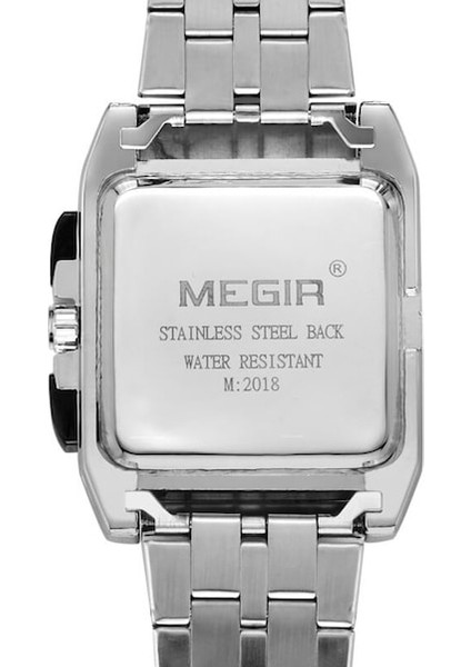 Megir 2018G Quartz Erkek Saati Paslanmaz Çelik Kordonlu Beyaz Kadran (Yurt Dışından)