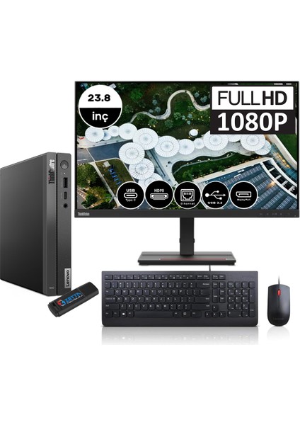 Thinkcentre Neo 50Q Gen 4 Intel Core I5-13420H 64GB 2tb SSD Windows 11 Pro 23.8" Masaüstü Bilgisayar 12LN0048TRMP09 + Zetta Flash Bellek