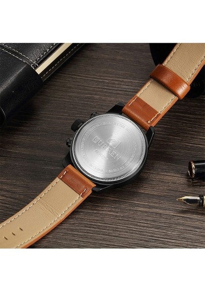 Curren M8225 Askeri Deri Quartz Erkek Kol Saati Siyah Kırmızı (Yurt Dışından) fiyatları