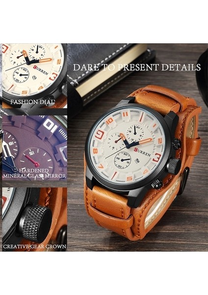 Curren M8225 Askeri Deri Quartz Erkek Kol Saati Siyah Kırmızı (Yurt Dışından) fırsatları